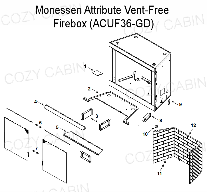 Monessen 36" Attribute Vent-Free Firebox with Gray Interior  (ACUF36-GD) #ACUF36-GD